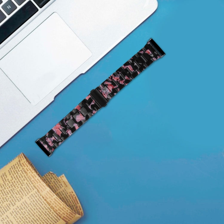 For Fitbit Versa 4 / Sense 2 Universal Resin Watch Band(Black Pink Flower) - free shipping - PMC TechLife - Order now!