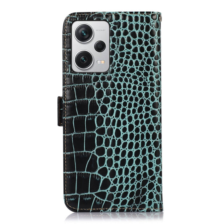 For Xiaomi Redmi Note 12 Pro+ China Magnetic Crocodile Texture Genuine Leather RFID Phone Case(Green) - Note 12 Pro+ Cases by PMC TechLife | Online Shopping South Africa | PMC TechLife