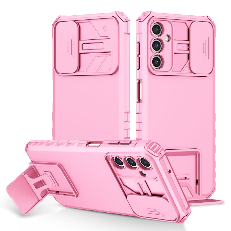 For Samsung Galaxy A14 5G Stereoscopic Holder Sliding Camshield Phone Case(Pink) - free shipping - PMC TechLife - Order now!