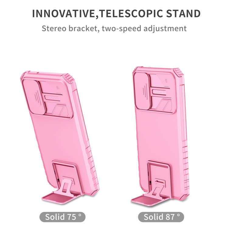 For Samsung Galaxy A14 5G Stereoscopic Holder Sliding Camshield Phone Case(Pink) - free shipping - PMC TechLife - Order now!