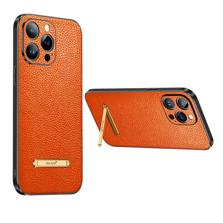 For iPhone 14 Pro Max SULADA Invisible Bracket Leather Back Cover Phone Case(Orange) - free shipping - PMC TechLife - Order now!