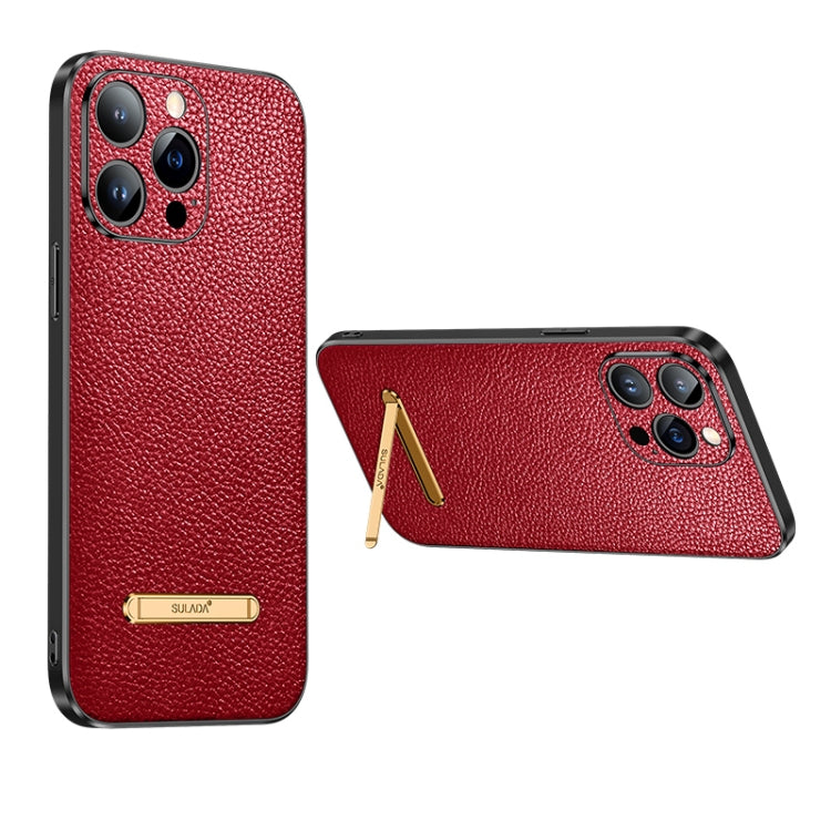 For iPhone 13 Pro SULADA Invisible Bracket Leather Back Cover Phone Case(Red) - iPhone 13 Pro Cases by SULADA | Online Shopping South Africa | PMC Jewellery | Buy Now Pay Later Mobicred