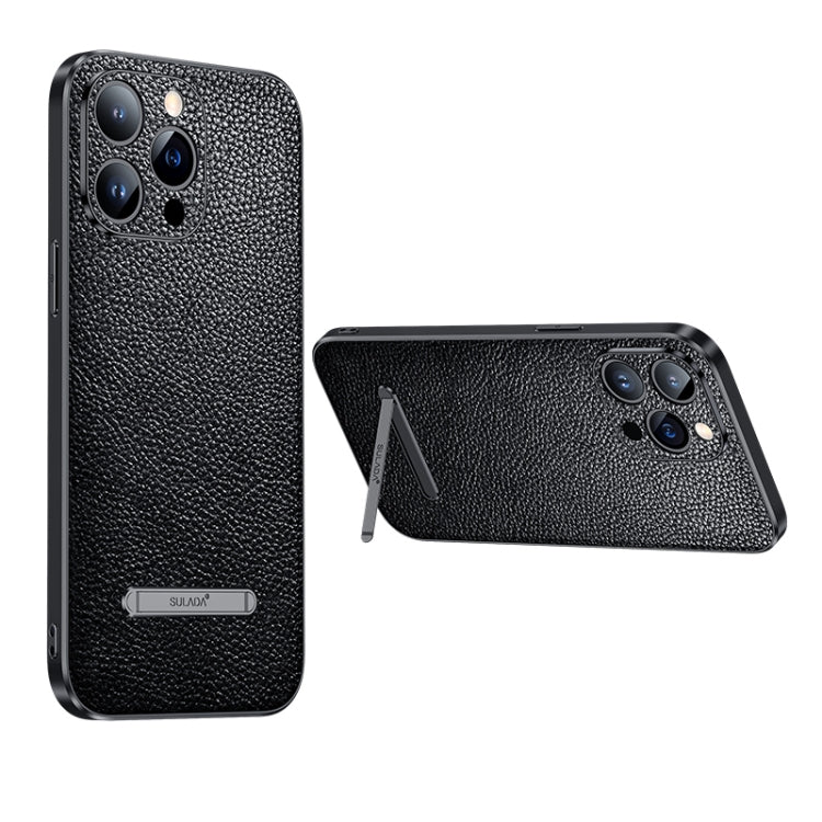 For iPhone 13 Pro Max SULADA Invisible Bracket Leather Back Cover Phone Case(Black) - iPhone 13 Pro Max Cases by SULADA | Online Shopping South Africa | PMC TechLife | Buy Now Pay Later Mobicred