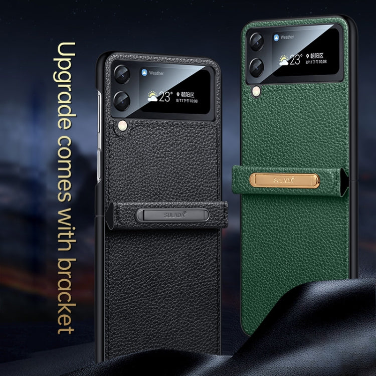 For Samsung Galaxy Z Flip3 5G SULADA Invisible Bracket Leather Back Cover Phone Case(Blue) - Galaxy Phone Cases by SULADA | Online Shopping South Africa | PMC TechLife | Buy Now Pay Later Mobicred