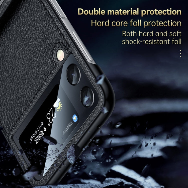 For Samsung Galaxy Z Flip3 5G SULADA Invisible Bracket Leather Back Cover Phone Case(Blue) - Galaxy Phone Cases by SULADA | Online Shopping South Africa | PMC TechLife | Buy Now Pay Later Mobicred