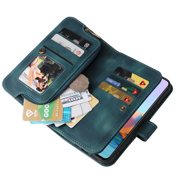 For Xiaomi Redmi Note 10 Pro 4G Multifunctional Card Slot Zipper Wallet Leather Phone Case(Blue) - Xiaomi Cases by PMC TechLife | Online Shopping South Africa | PMC TechLife | Buy Now Pay Later Mobicred