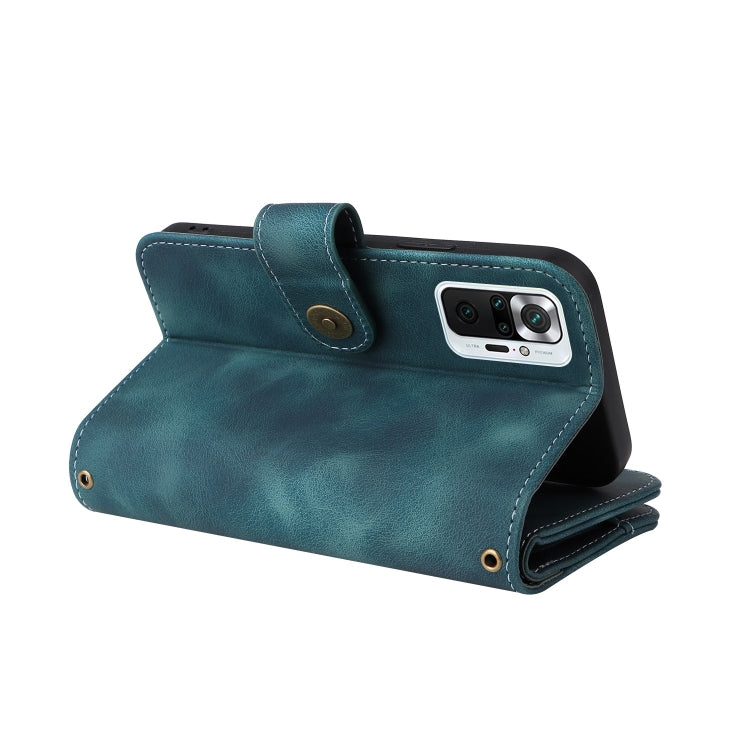 For Xiaomi Redmi Note 10 Pro 4G Multifunctional Card Slot Zipper Wallet Leather Phone Case(Blue) - Xiaomi Cases by PMC TechLife | Online Shopping South Africa | PMC TechLife | Buy Now Pay Later Mobicred