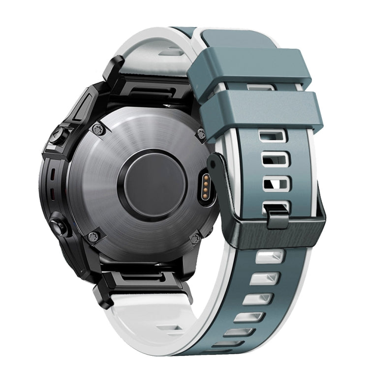 Compatible with Garmin Fenix 7 22mm Plain Weave Two-Color Quick Release Silicone Watch Band(Blue Grey White) - free shipping - PMC TechLife - Order now!