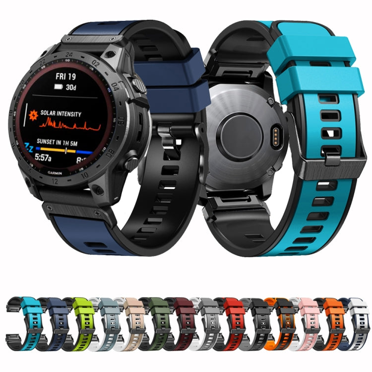 Compatible with Garmin Fenix 7 22mm Plain Weave Two-Color Quick Release Silicone Watch Band(Blue Grey White) - free shipping - PMC TechLife - Order now!
