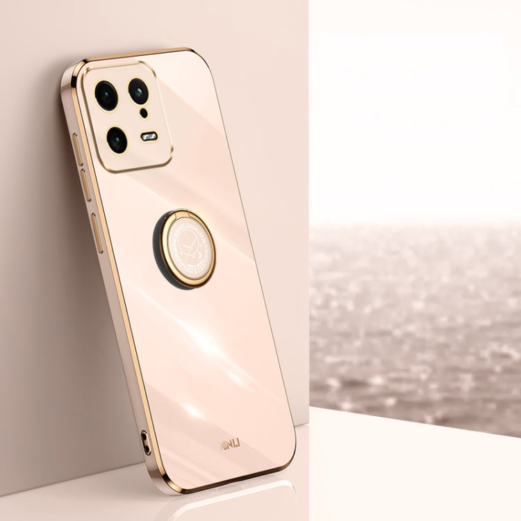 For Xiaomi 13 XINLI Straight Edge 6D Electroplate TPU Phone Case with Ring Holder(Pink) - free shipping - PMC TechLife - Order now!