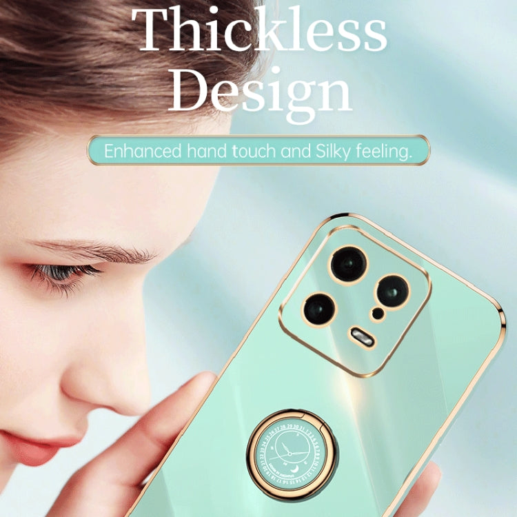 For Xiaomi 13 XINLI Straight Edge 6D Electroplate TPU Phone Case with Ring Holder(Pink) - free shipping - PMC TechLife - Order now!