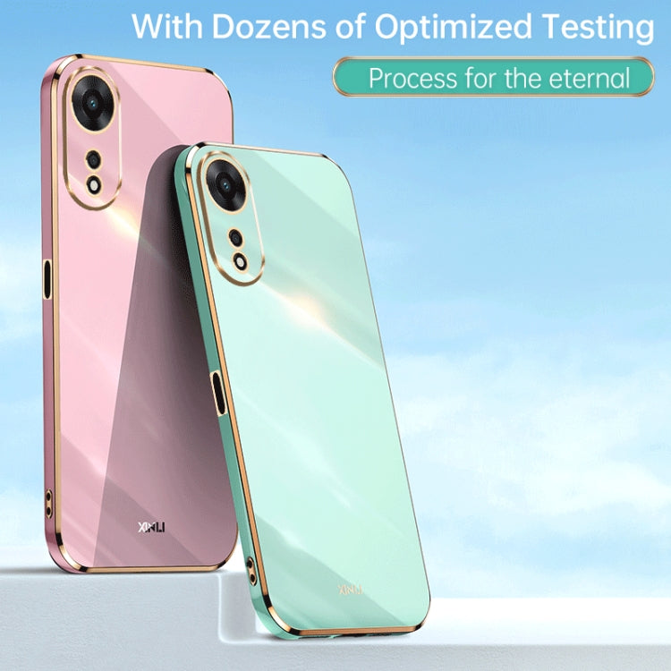 For OPPO A58 5G XINLI Straight Edge 6D Electroplate TPU Phone Case(Black) - OPPO Cases by PMC TechLife | Online Shopping South Africa | PMC TechLife | Buy Now Pay Later Mobicred