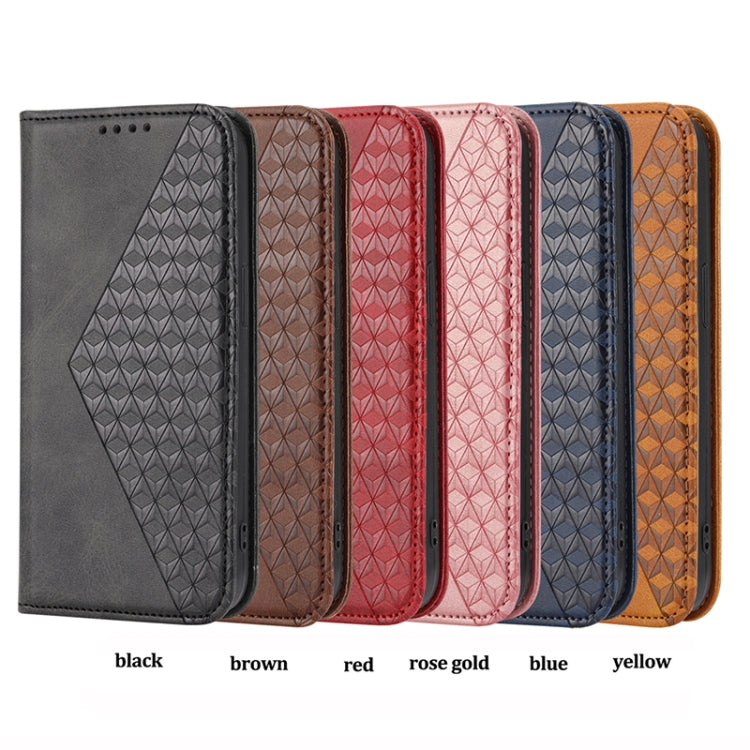 For Xiaomi 13 Cubic Grid Calf Texture Magnetic Leather Phone Case(Yellow) - free shipping - PMC TechLife - Order now!