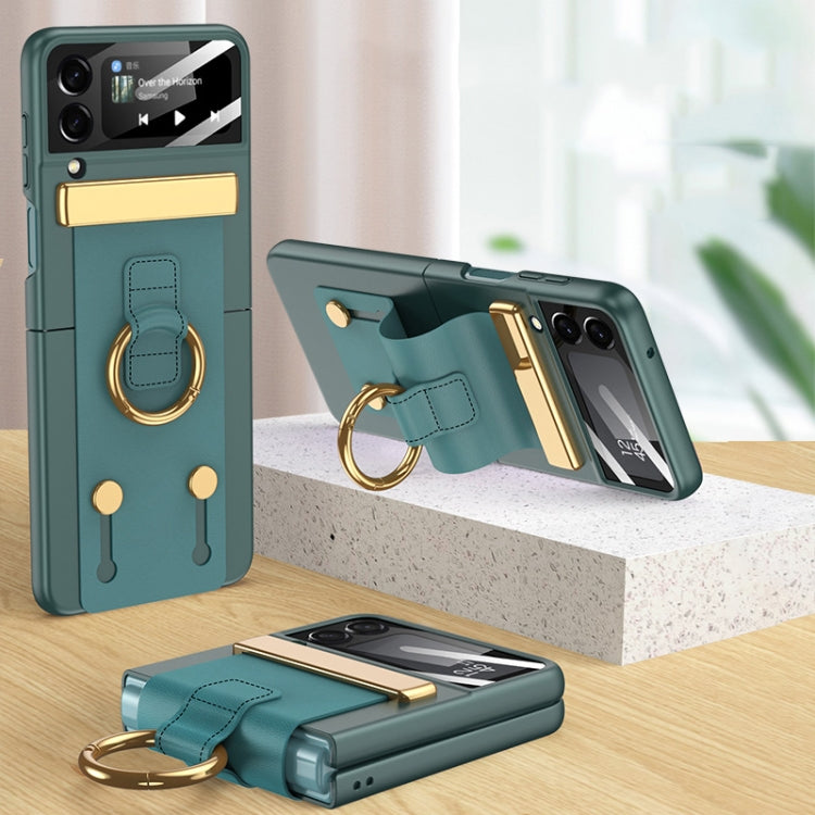 For Samsung Galaxy Z Flip3 5G GKK Ultrathin Shockproof Phone Case with Ring Holder / Wrist Strap(Green) - Galaxy Phone Cases by GKK | Online Shopping South Africa | PMC Jewellery