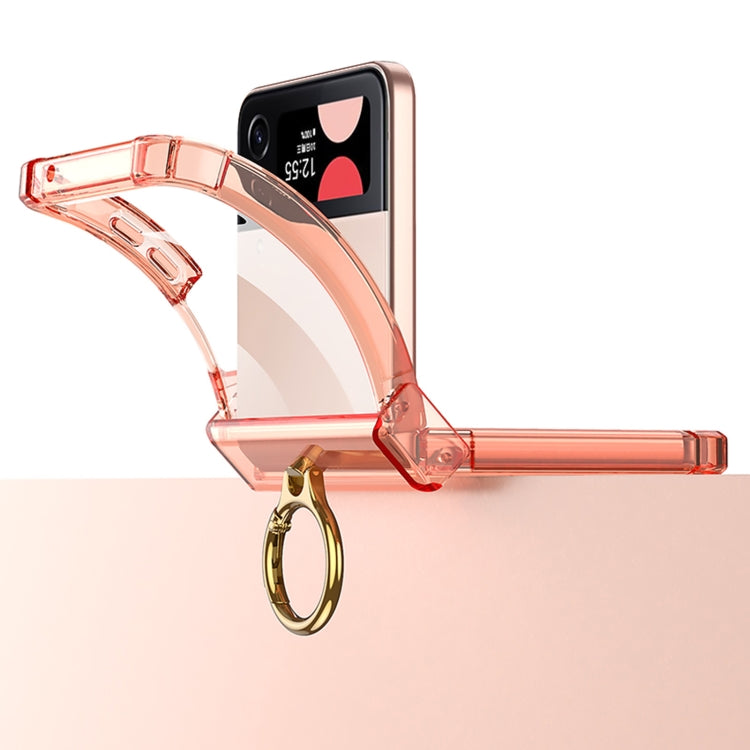 For Samsung Galaxy Z Flip4 GKK Airbag Hinge Shockproof Phone Case with Ring Holder(Transparent) - Galaxy Z Flip4 5G Cases by GKK | Online Shopping South Africa | PMC TechLife | Buy Now Pay Later Mobicred