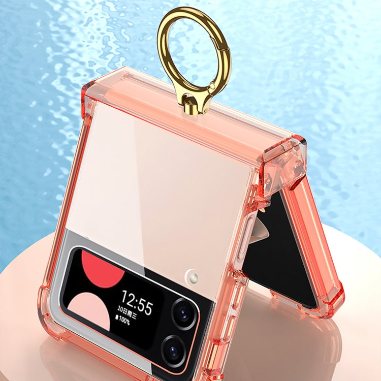 For Samsung Galaxy Z Flip4 GKK Airbag Hinge Shockproof Phone Case with Ring Holder(Transparent) - Galaxy Z Flip4 5G Cases by GKK | Online Shopping South Africa | PMC TechLife | Buy Now Pay Later Mobicred