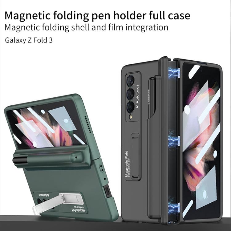 For Samsung Galaxy Z Fold3 5G GKK Full Coverage Magnetic Fold Hinge Shockproof Phone Case with Pen Slots(Green) - Galaxy Phone Cases by GKK | Online Shopping South Africa | PMC Jewellery | Buy Now Pay Later Mobicred