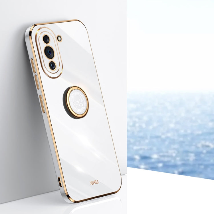 For Huawei nova 10 XINLI Straight Edge 6D Electroplate TPU Phone Case with Ring Holder(White) - free shipping - PMC TechLife - Order now!
