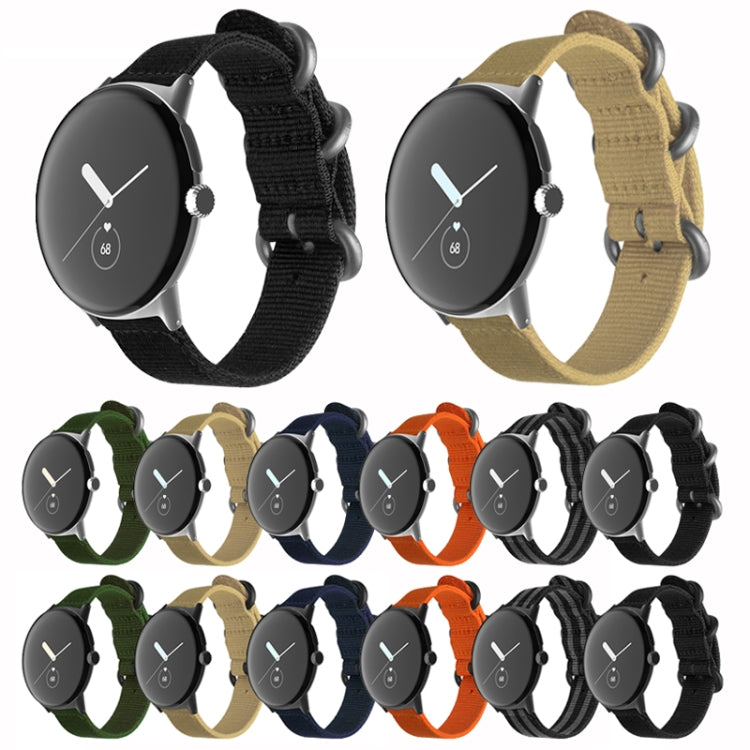 For Google Pixel Watch Woven Nylon Steel Buckle Watch Band(Black+Silver) - free shipping - PMC TechLife - Order now!