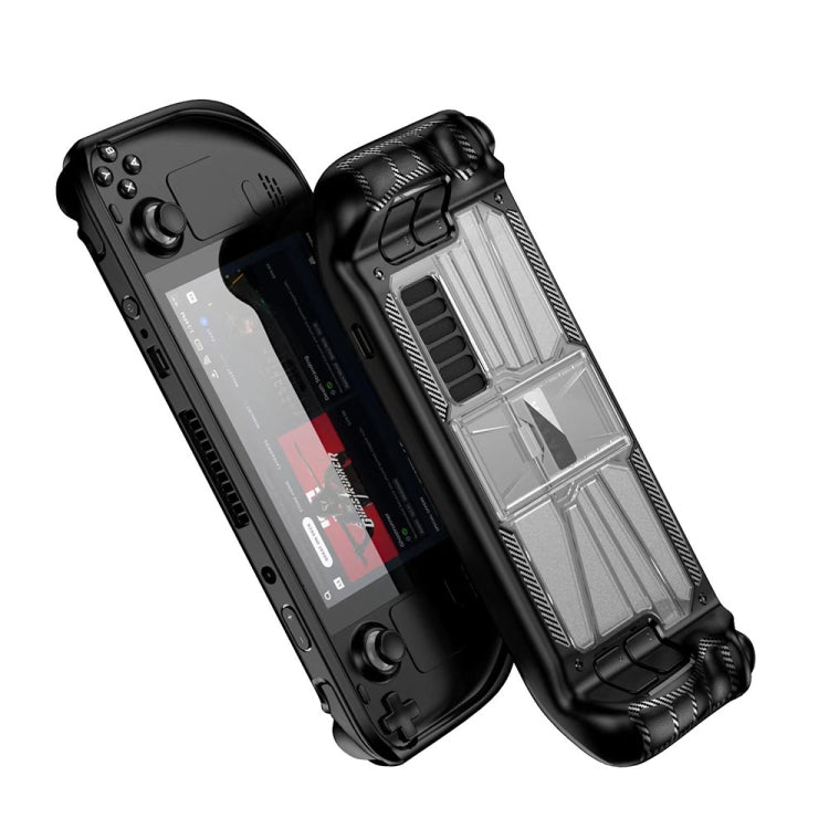 For Steam Deck Shockproof PC + TPU Game Console Protective Case with Holder(Black+Transparent) - Accessories by PMC TechLife | Online Shopping South Africa | PMC TechLife