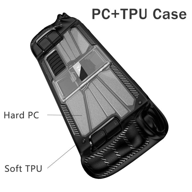 For Steam Deck Shockproof PC + TPU Game Console Protective Case with Holder(Black+Transparent) - Accessories by PMC TechLife | Online Shopping South Africa | PMC TechLife