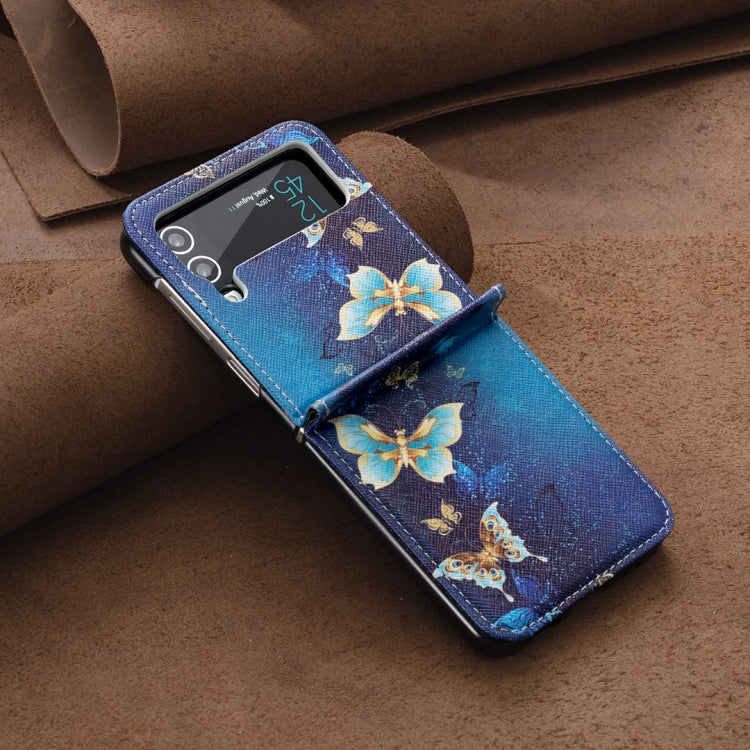 For Samsung Galaxy Z Flip4 Colored Drawing Invisible Magnetic Leather Phone Case(Gold Butterfly) - free shipping - PMC TechLife - Order now!