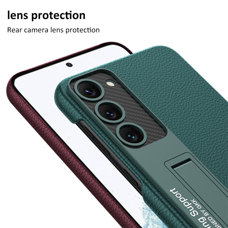 For Samsung Galaxy S23 5G GKK Plain Leather Shockproof Phone Case with Holder(Forest Green) - Galaxy S23 5G Cases by GKK | Online Shopping South Africa | PMC TechLife