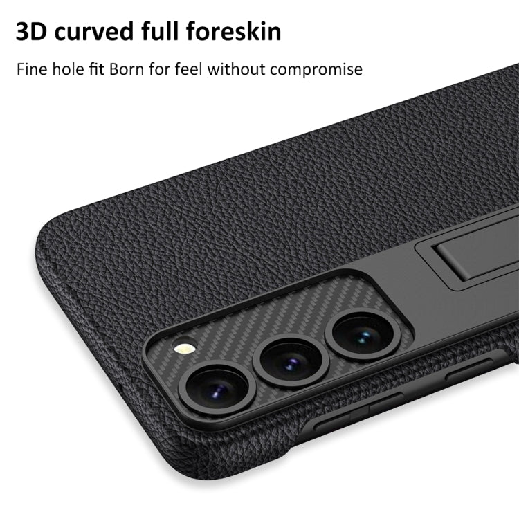 For Samsung Galaxy S23 5G GKK Plain Leather Shockproof Phone Case with Holder(Black) - Galaxy S23 5G Cases by GKK | Online Shopping South Africa | PMC TechLife | Buy Now Pay Later Mobicred