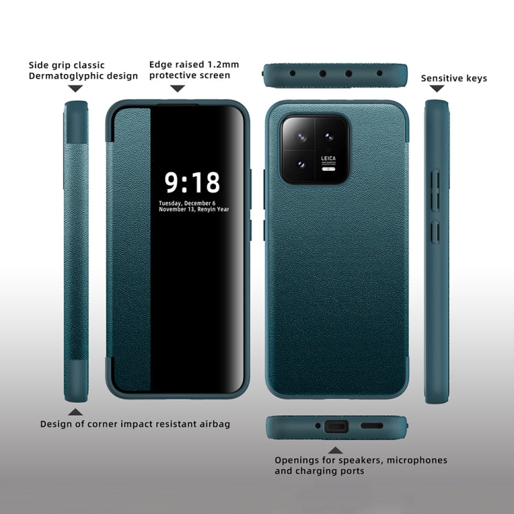 For Xiaomi 13 Magnetic Side Window View Shockproof Horizontal Flip Leather Case(Black) - free shipping - PMC TechLife - Order now!