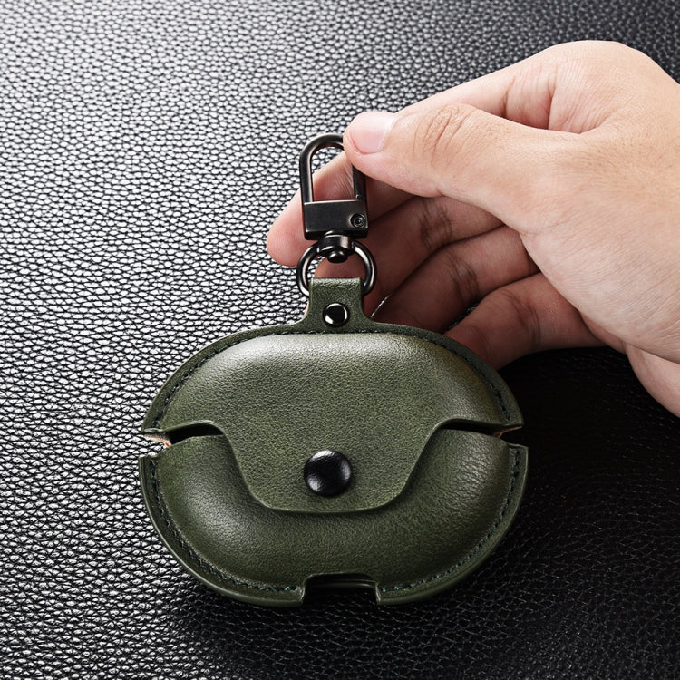For Huawei FreeBuds Pro 2 Business Leather Earphone Protective Case with Hook(Green) - Huawei Earphone Case by PMC TechLife | Online Shopping South Africa | PMC TechLife