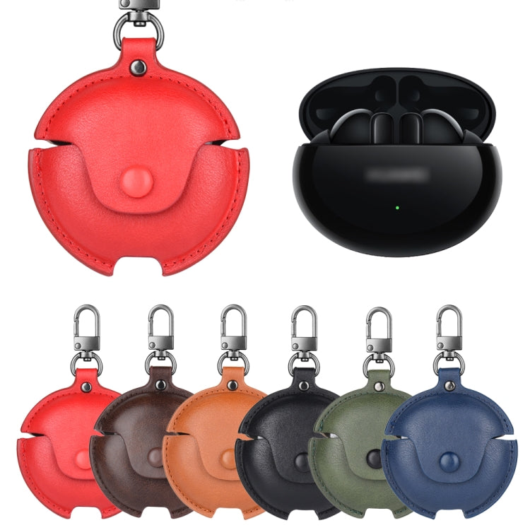 For Huawei FreeBuds 4i / 5i Business Leather Earphone Protective Case with Hook(Black) - Huawei Earphone Case by PMC TechLife | Online Shopping South Africa | PMC TechLife | Buy Now Pay Later Mobicred