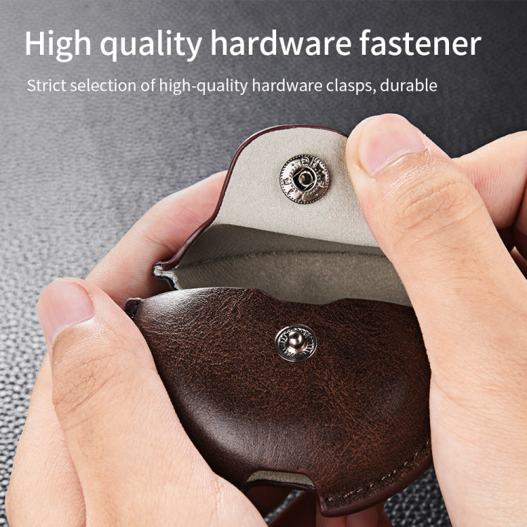 For Huawei FreeBuds 4i / 5i Business Leather Earphone Protective Case with Hook(Light Brown) - free shipping - PMC TechLife - Order now!