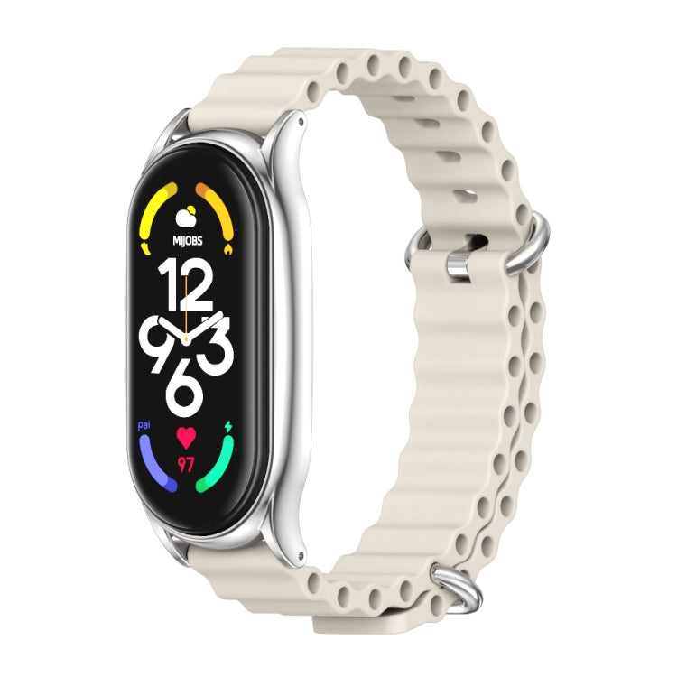 For Xiaomi Mi Band 7 / 7 NFC MIJOBS PLUS Marine Silicone Breathable Watch Band(Grey Silver) - free shipping - PMC TechLife - Order now!