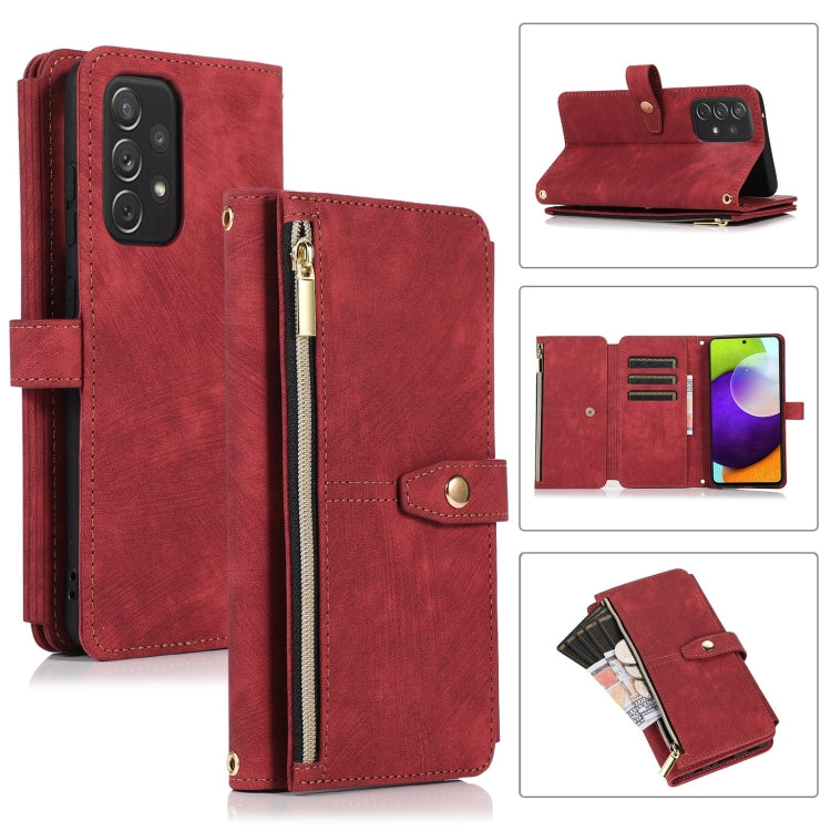 For Samsung Galaxy A52 4G / 5G Dream 9-Card Wallet Zipper Bag Leather Phone Case(Red) - Galaxy Phone Cases by PMC TechLife | Online Shopping South Africa | PMC TechLife