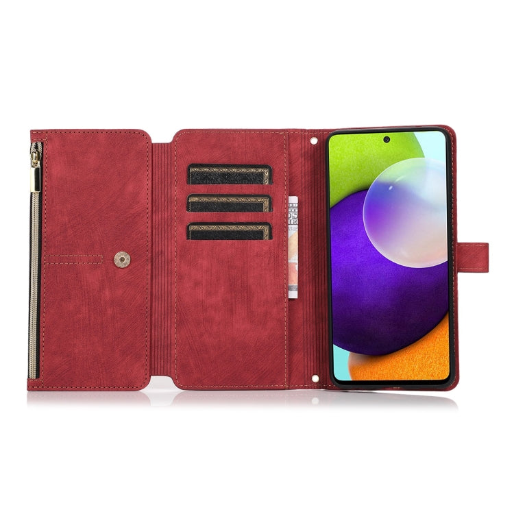 For Samsung Galaxy A52 4G / 5G Dream 9-Card Wallet Zipper Bag Leather Phone Case(Red) - Galaxy Phone Cases by PMC TechLife | Online Shopping South Africa | PMC TechLife