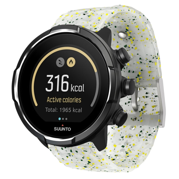 For Suunto 9 Rhombus Texture Silicone Watch Band(Green Yellow White) - free shipping - PMC TechLife - Order now!