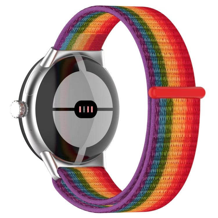 For Google Pixel Watch Metal Head Nylon Loop Watch Band(Grey White) - free shipping - PMC TechLife - Order now!