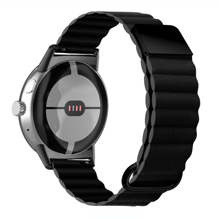For Google Pixel Watch Reverse Buckle Magnetic Genuine Leather Watch Band(Black) - free shipping - PMC TechLife - Order now!