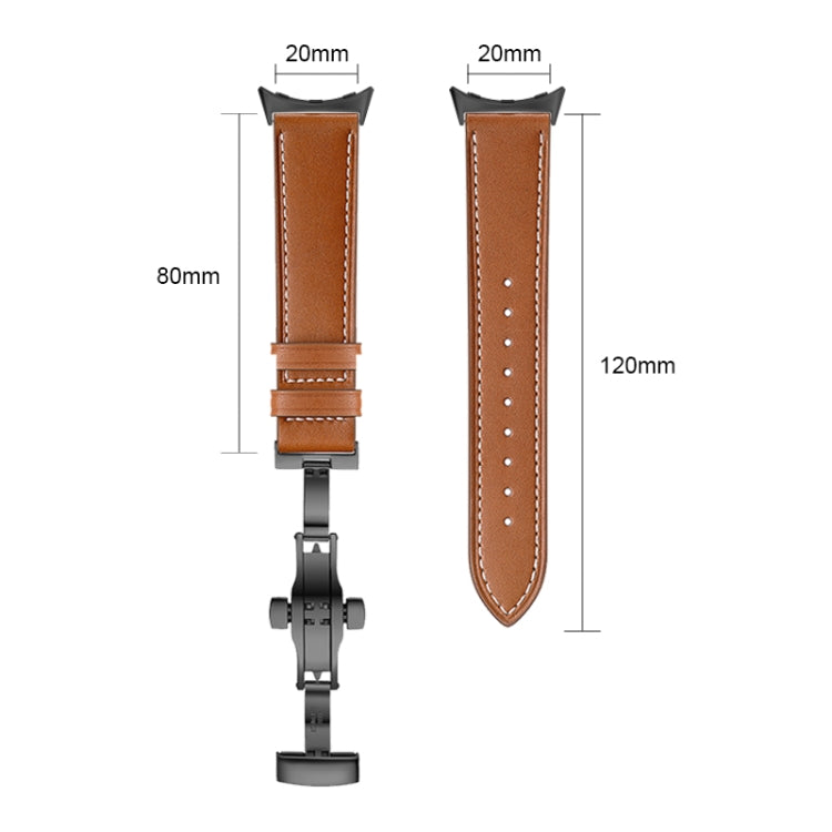 For Google Pixel Watch Butterfly Buckle Genuine Leather Watch Band(Black Black) - free shipping - PMC TechLife - Order now!
