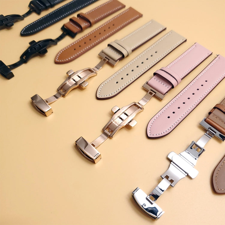 For Google Pixel Watch Butterfly Buckle Genuine Leather Watch Band(Black Black) - free shipping - PMC TechLife - Order now!