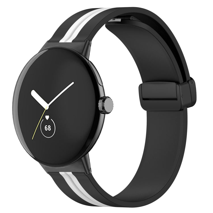 For Google Pixel Watch Two-color Folding Buckle Silicone Watch Band(Black White) - free shipping - PMC TechLife - Order now!