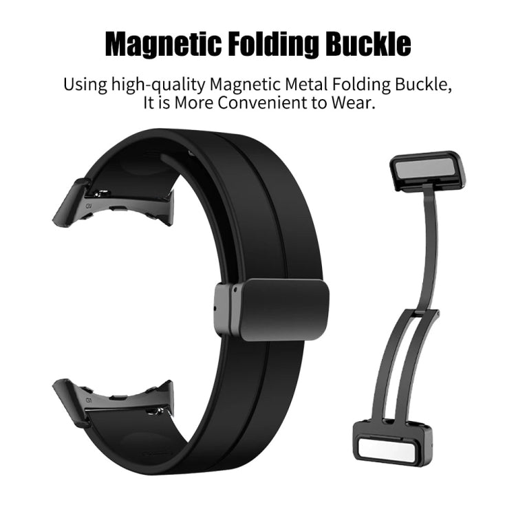 For Google Pixel Watch Solid-color Folding Buckle Silicone Watch Band(Black Blue) - free shipping - PMC TechLife - Order now!