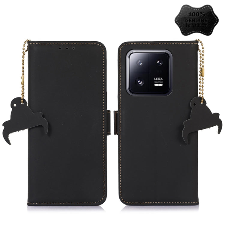 For Xiaomi 13 Pro Genuine Leather Magnetic RFID Leather Phone Case(Black) - 13 Pro Cases by PMC TechLife | Online Shopping South Africa | PMC TechLife