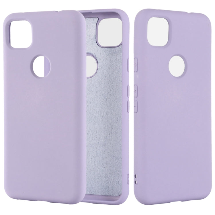 For Google Pixel 4a Pure Color Liquid Silicone Shockproof Full Coverage Case(Purple) - Google Cases by PMC TechLife | Online Shopping South Africa | PMC TechLife