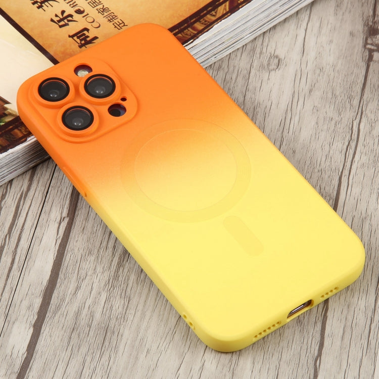 For iPhone 14 Pro Max Liquid TPU Silicone Gradient MagSafe Phone Case(Orange Yellow) - iPhone 14 Pro Max Cases by PMC TechLife | Online Shopping South Africa | PMC TechLife