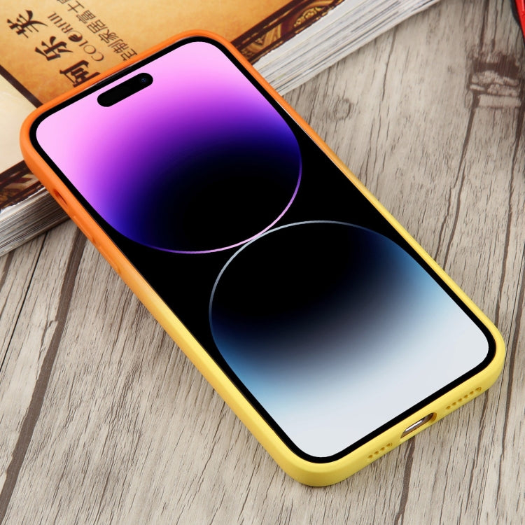 For iPhone 14 Pro Max Liquid TPU Silicone Gradient MagSafe Phone Case(Orange Yellow) - iPhone 14 Pro Max Cases by PMC TechLife | Online Shopping South Africa | PMC TechLife