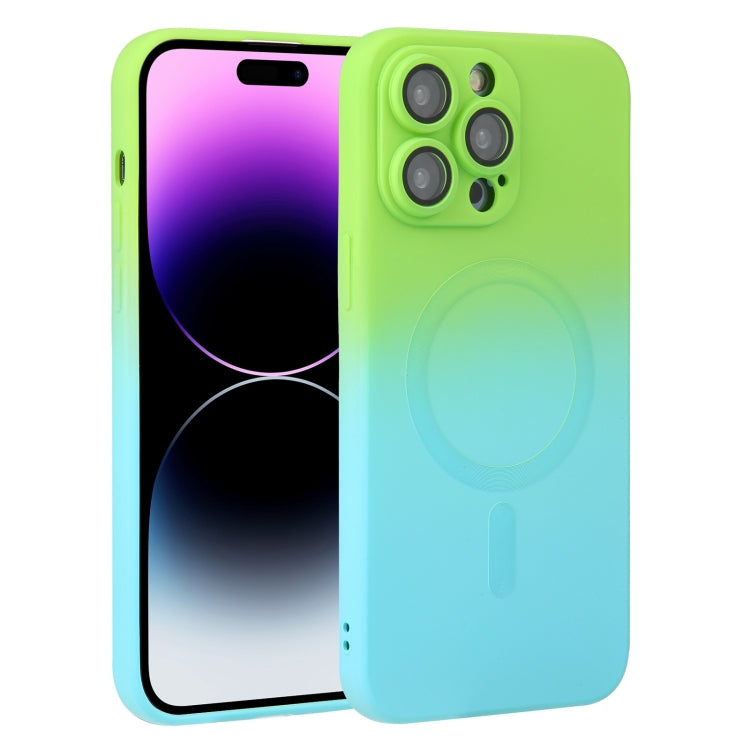 For iPhone 14 Pro Max Liquid TPU Silicone Gradient MagSafe Phone Case(Cyan Blue) - iPhone 14 Pro Max Cases by PMC TechLife | Online Shopping South Africa | PMC TechLife