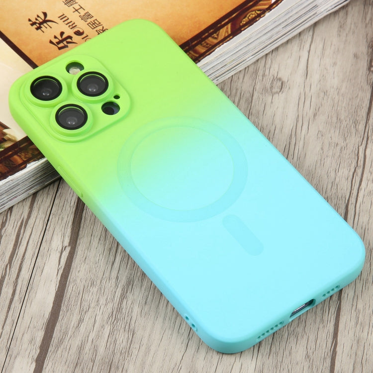 For iPhone 14 Pro Max Liquid TPU Silicone Gradient MagSafe Phone Case(Cyan Blue) - iPhone 14 Pro Max Cases by PMC TechLife | Online Shopping South Africa | PMC TechLife