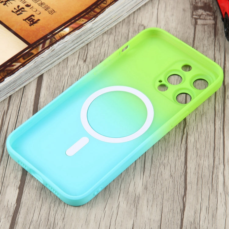 For iPhone 14 Pro Max Liquid TPU Silicone Gradient MagSafe Phone Case(Cyan Blue) - iPhone 14 Pro Max Cases by PMC TechLife | Online Shopping South Africa | PMC TechLife