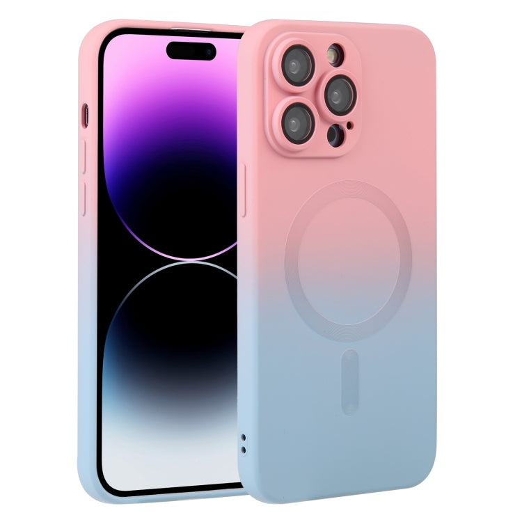 For iPhone 14 Pro Max Liquid TPU Silicone Gradient MagSafe Phone Case(Pink Blue) - iPhone 14 Pro Max Cases by PMC TechLife | Online Shopping South Africa | PMC TechLife